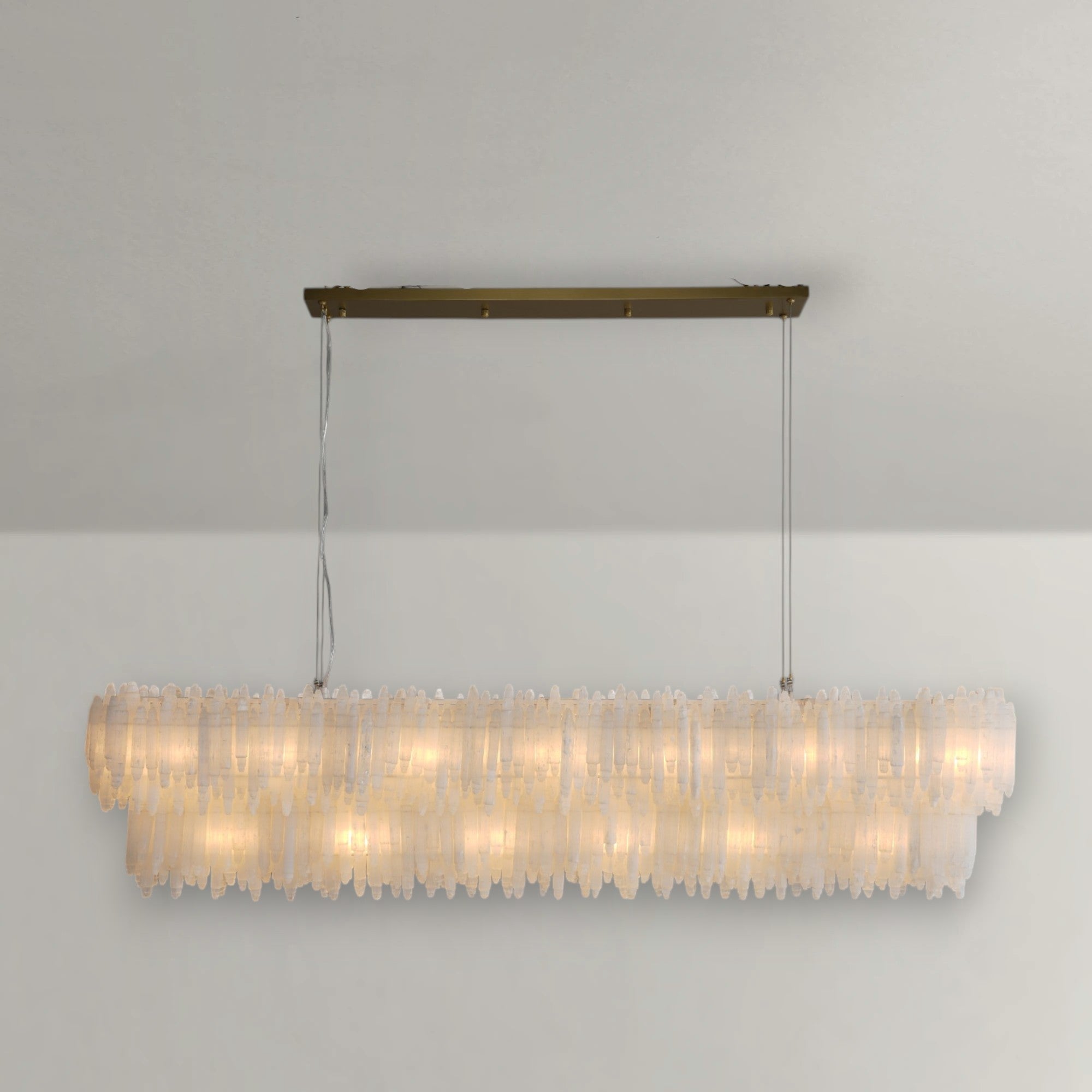 Crystalline Gypsum Layer Rectangular Chandelier