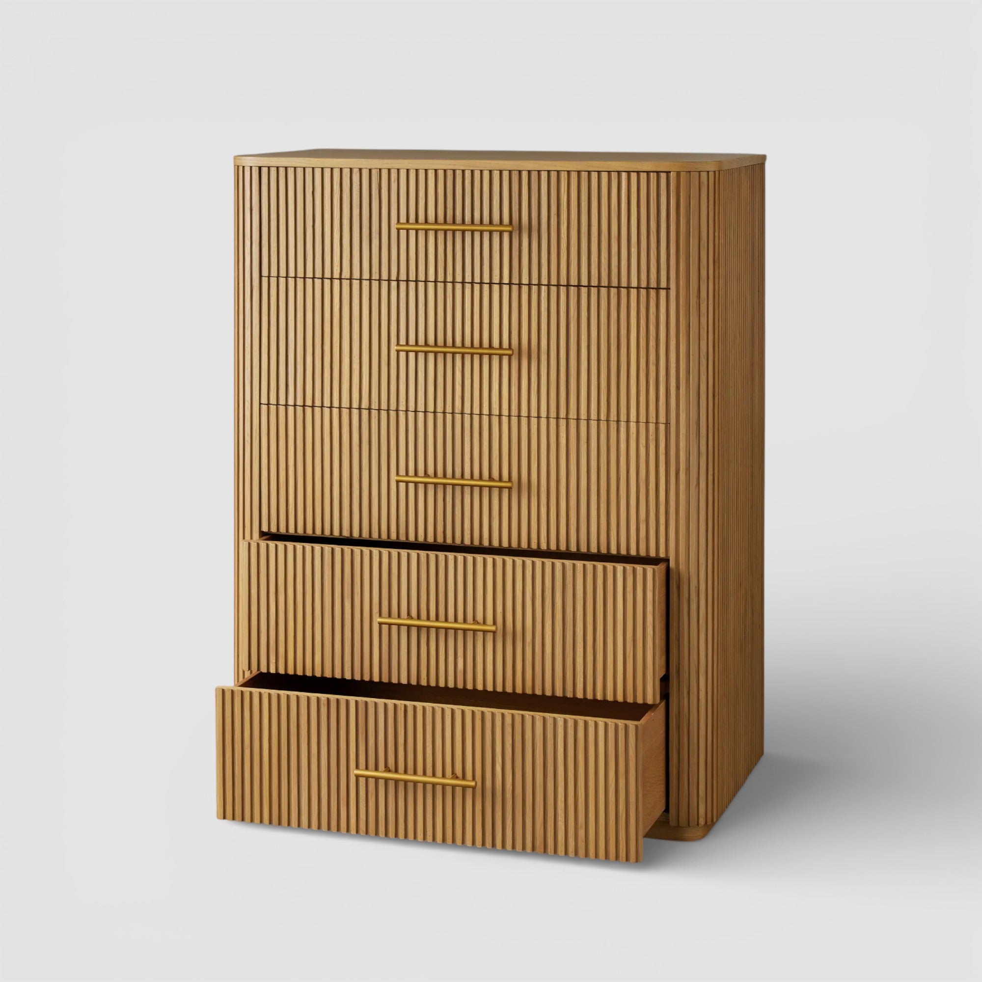 Finnie Wood Five-Drawer Dresser