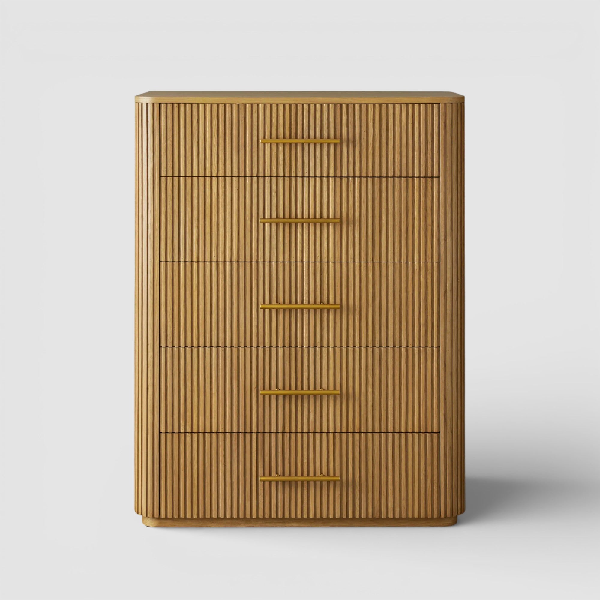 Finnie Wood Five-Drawer Dresser