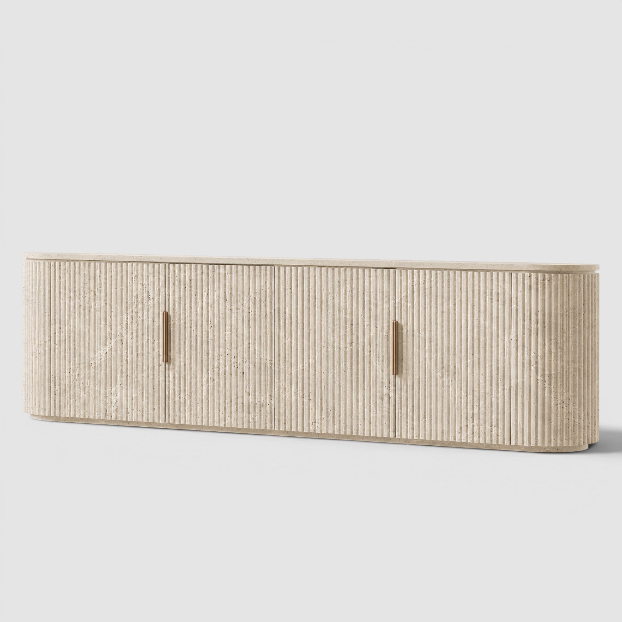 Bylen Reeded Stone Media Console