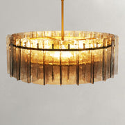 Grid-shaped Clear Glass Round Chandelier