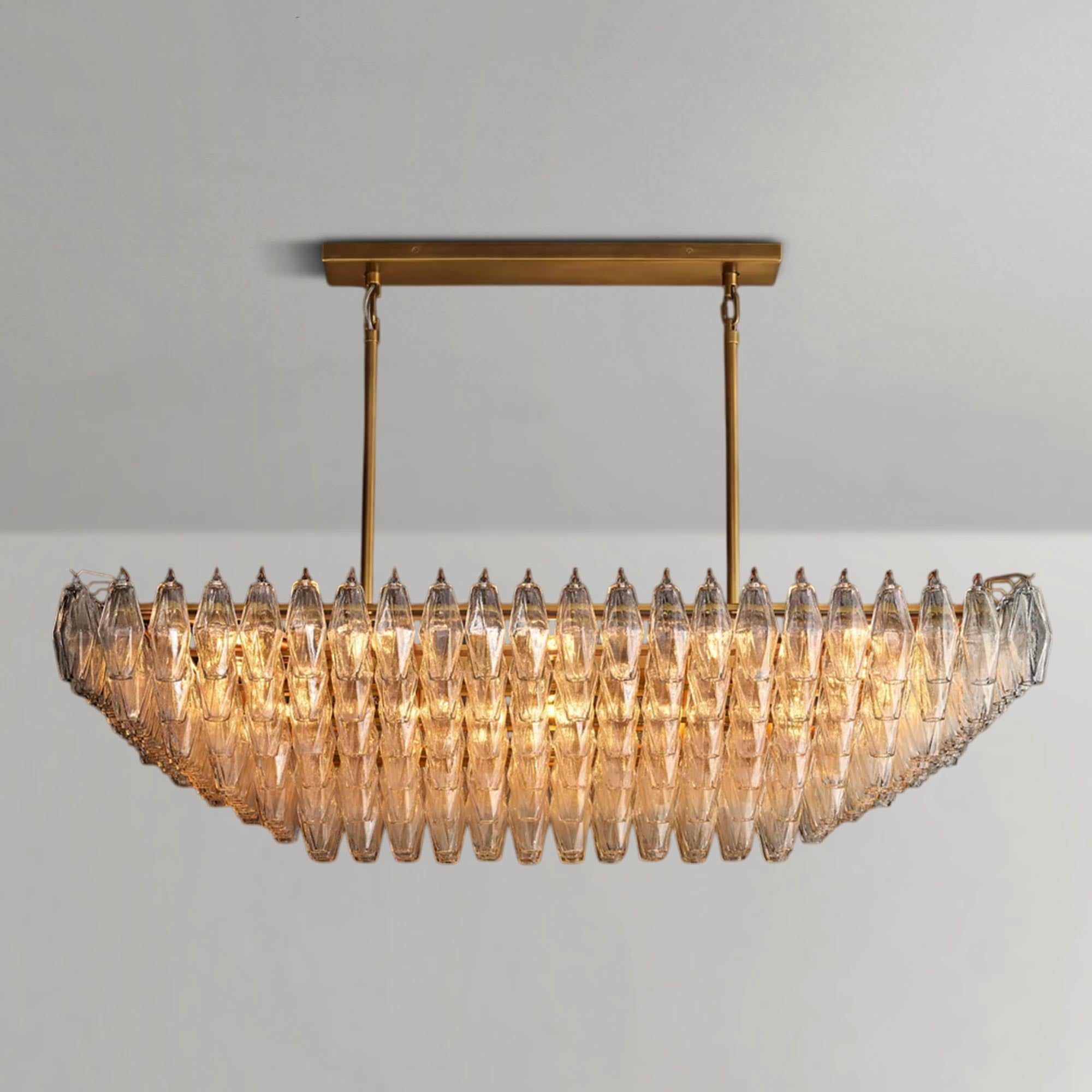 Ciyara Clear Glass Tiered Rectangular Chandelier