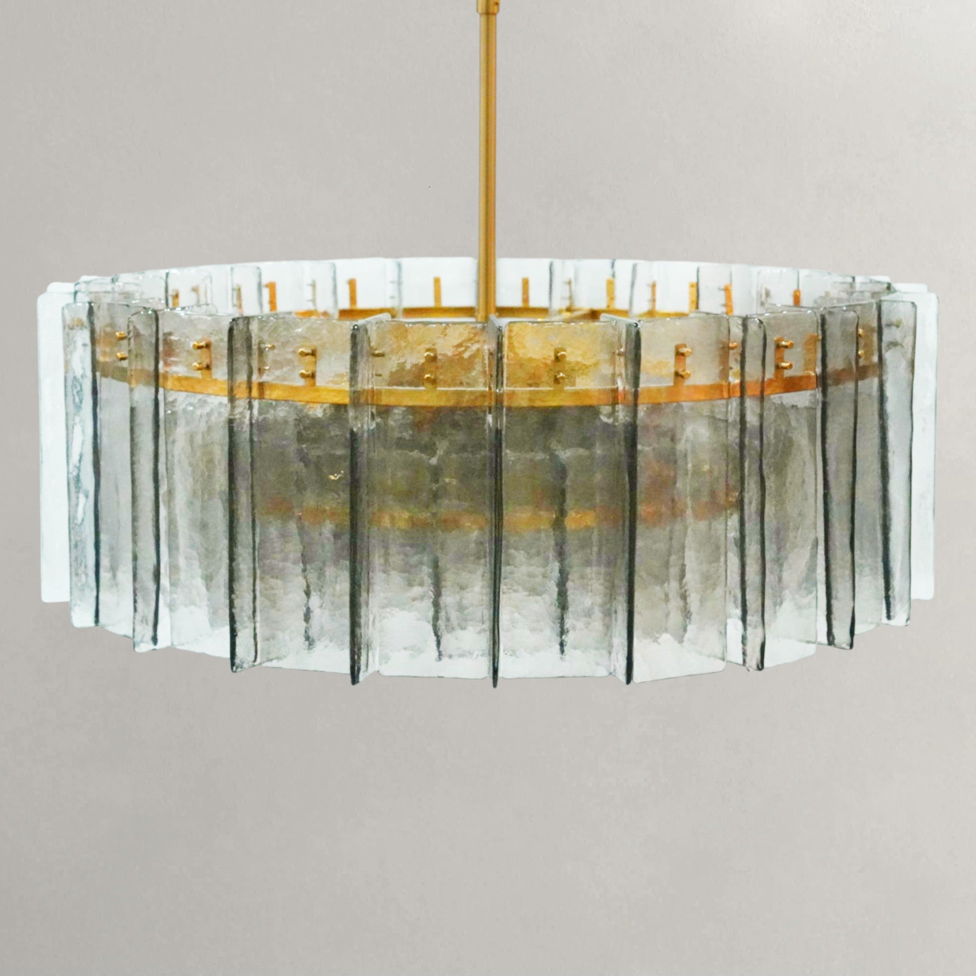 Grid-shaped Clear Glass Round Chandelier