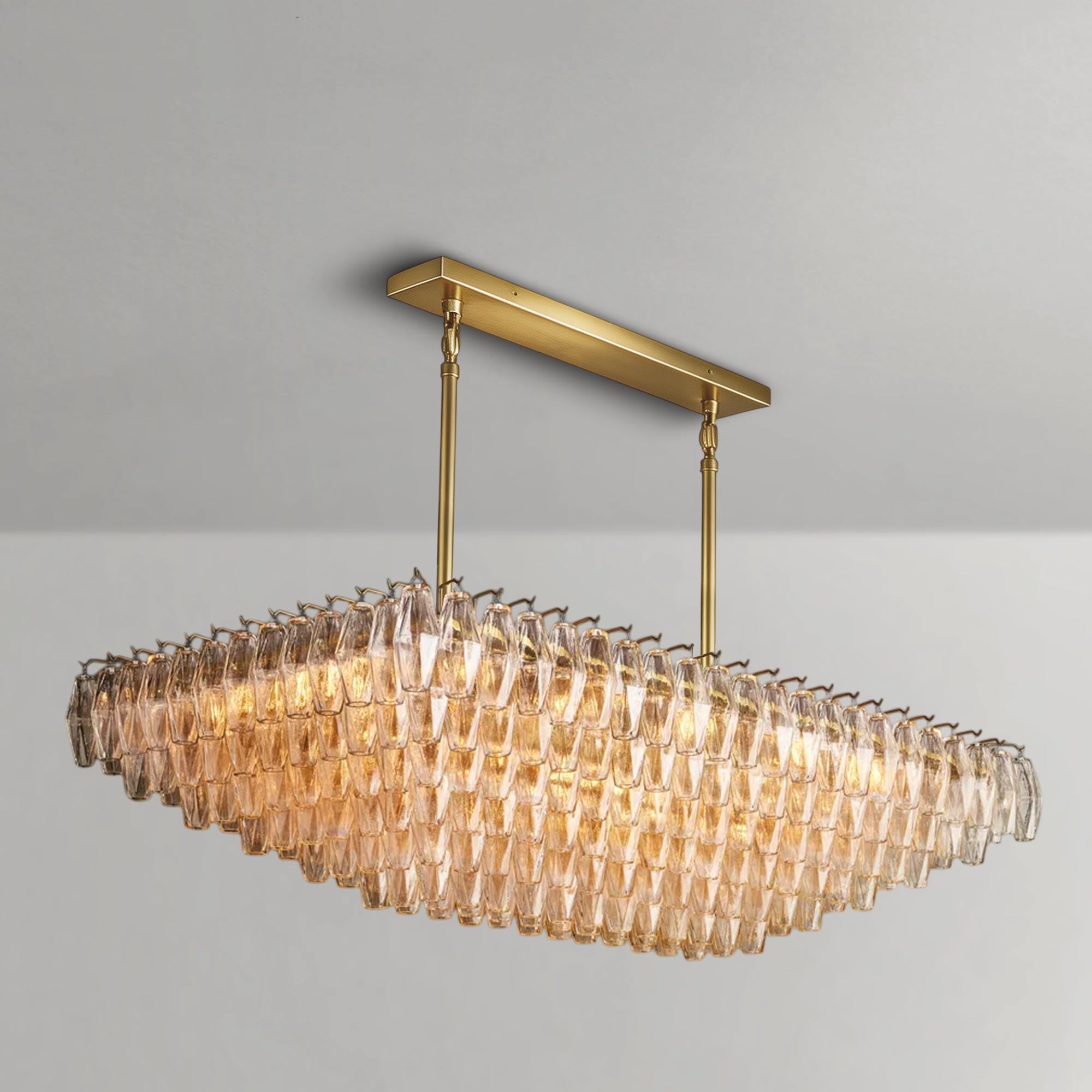 Ciyara Clear Glass Tiered Rectangular Chandelier