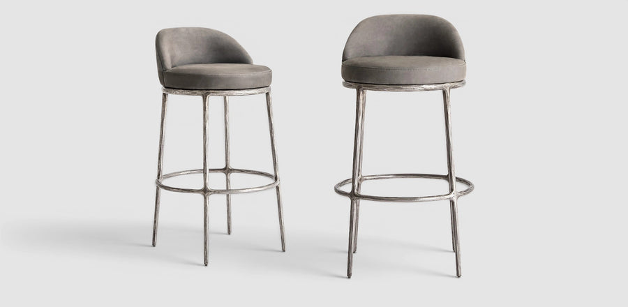 Thadius Leather Swivel Bar & Counter Stool