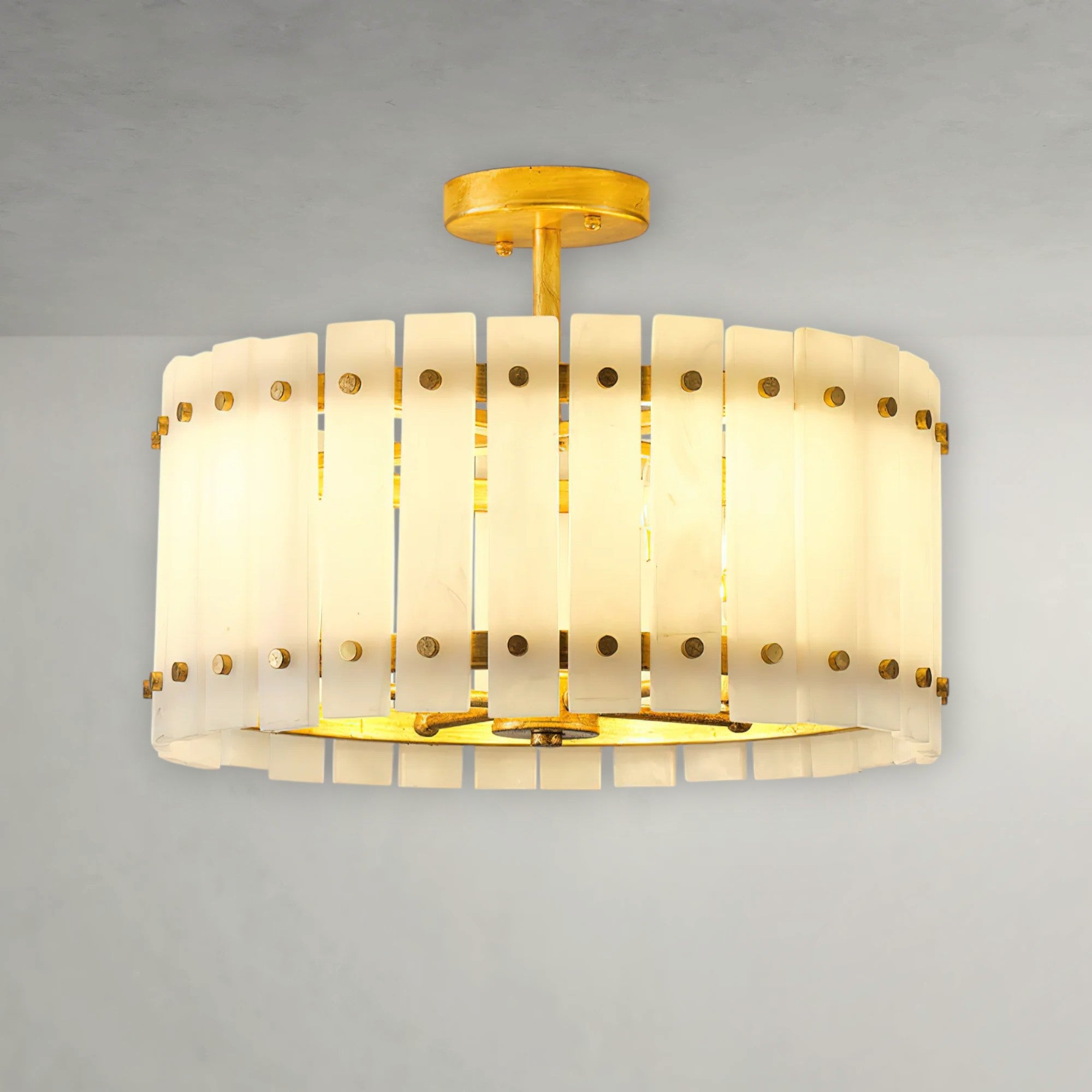 Sinclair Alabaster Drum Flush Mount