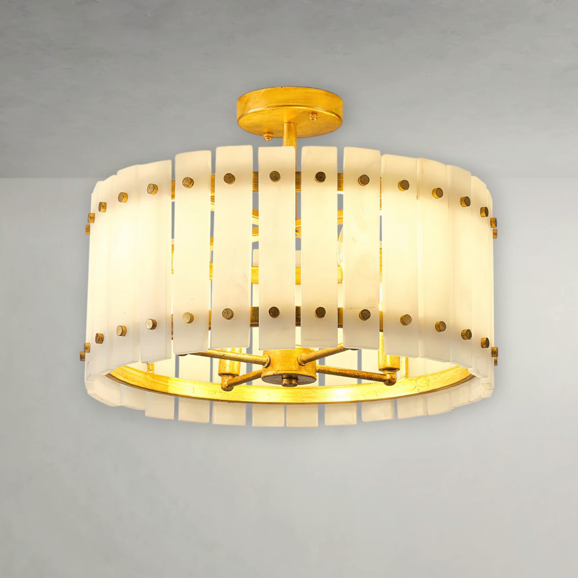 Sinclair Alabaster Drum Flush Mount