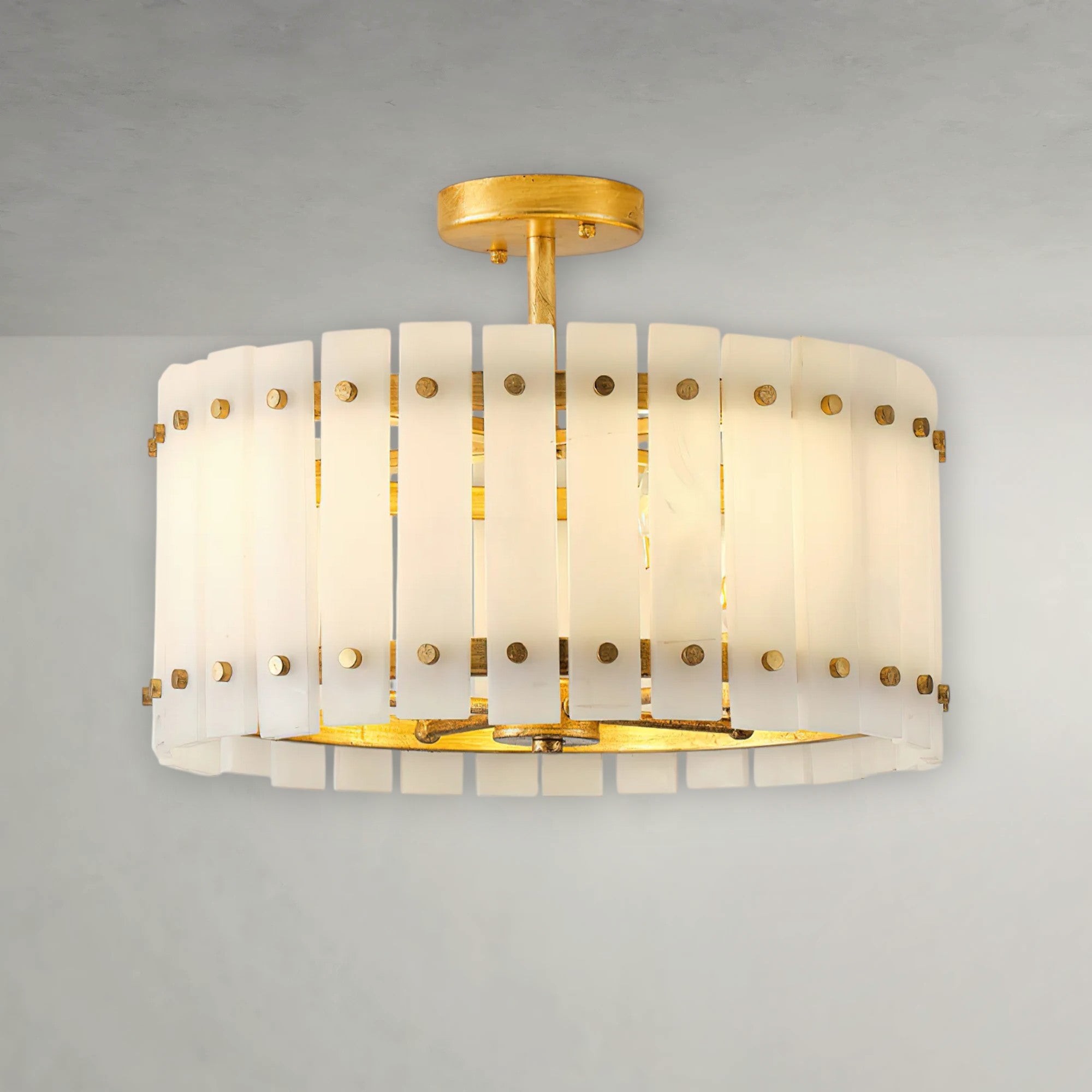 Sinclair Alabaster Drum Flush Mount