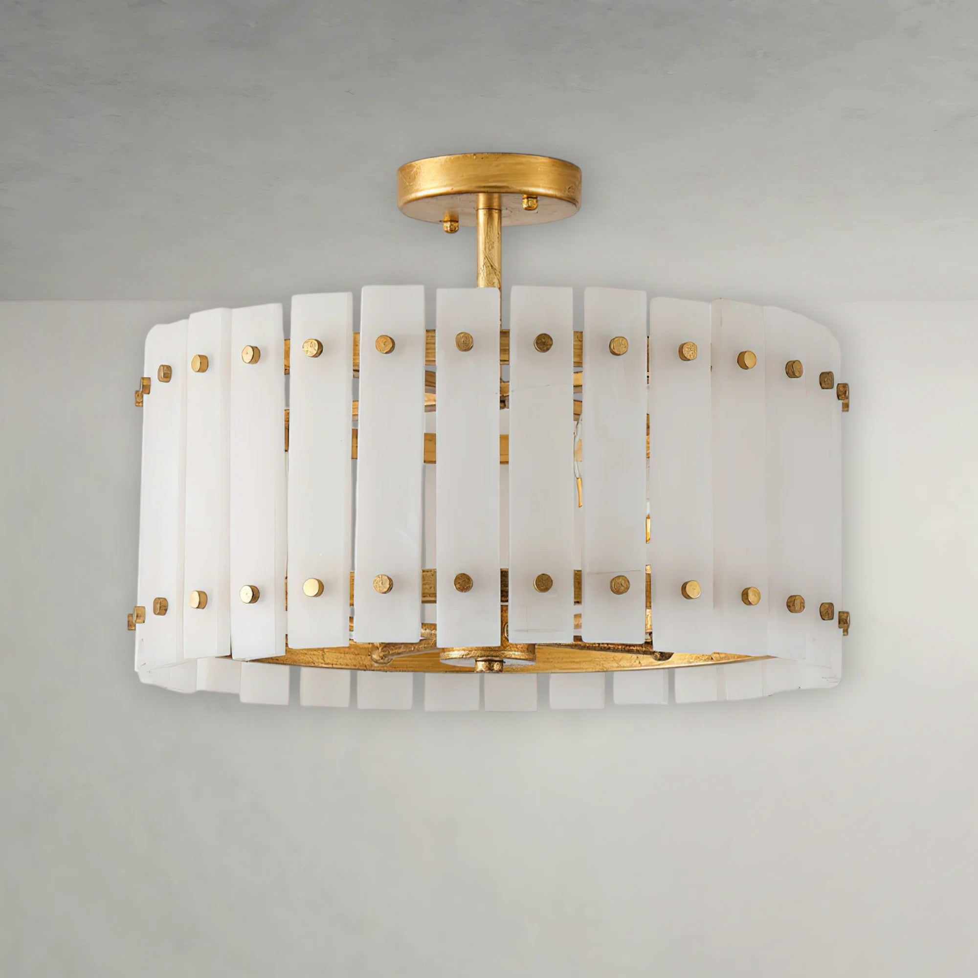Sinclair Alabaster Drum Flush Mount