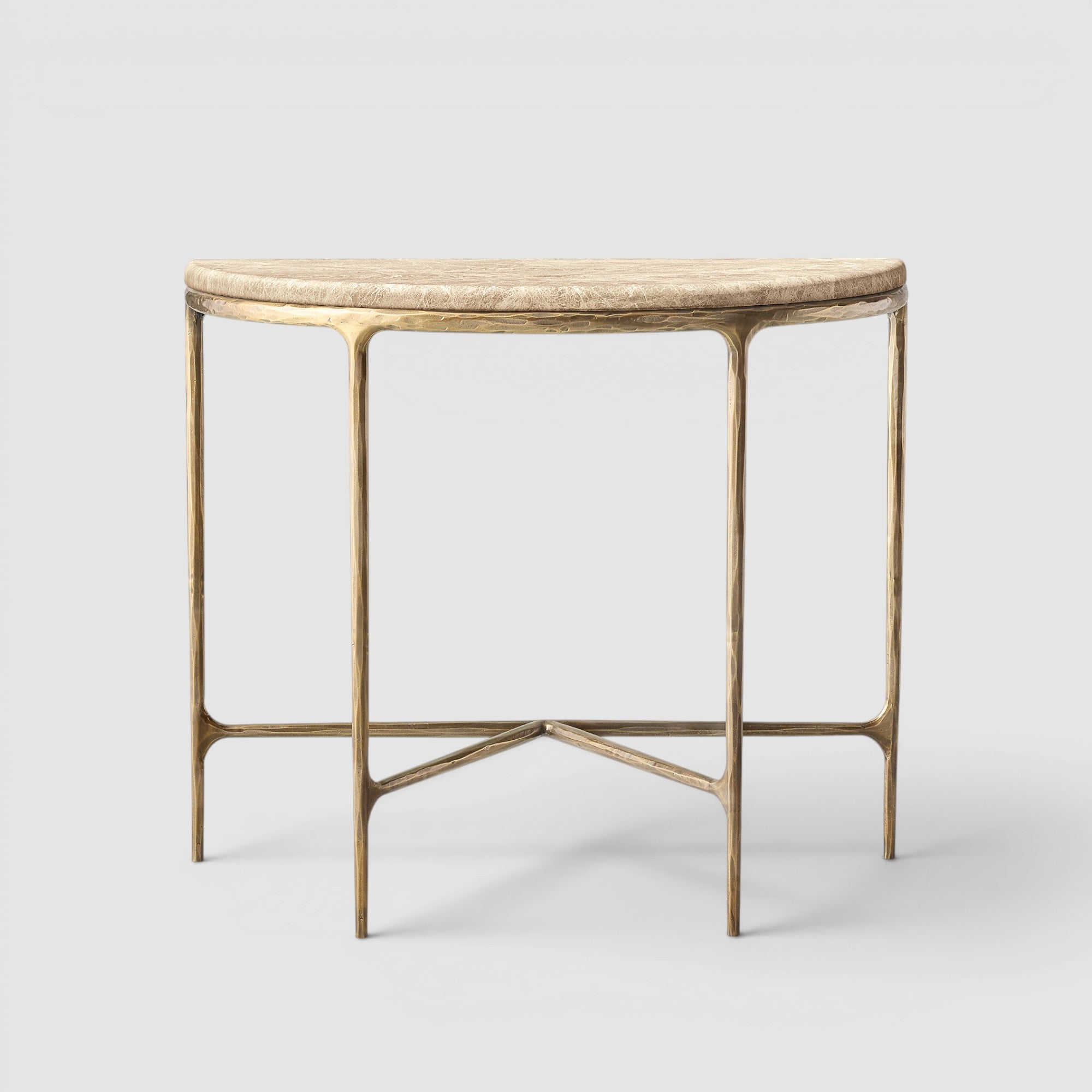 Thadius  Marble Demilune Console Table