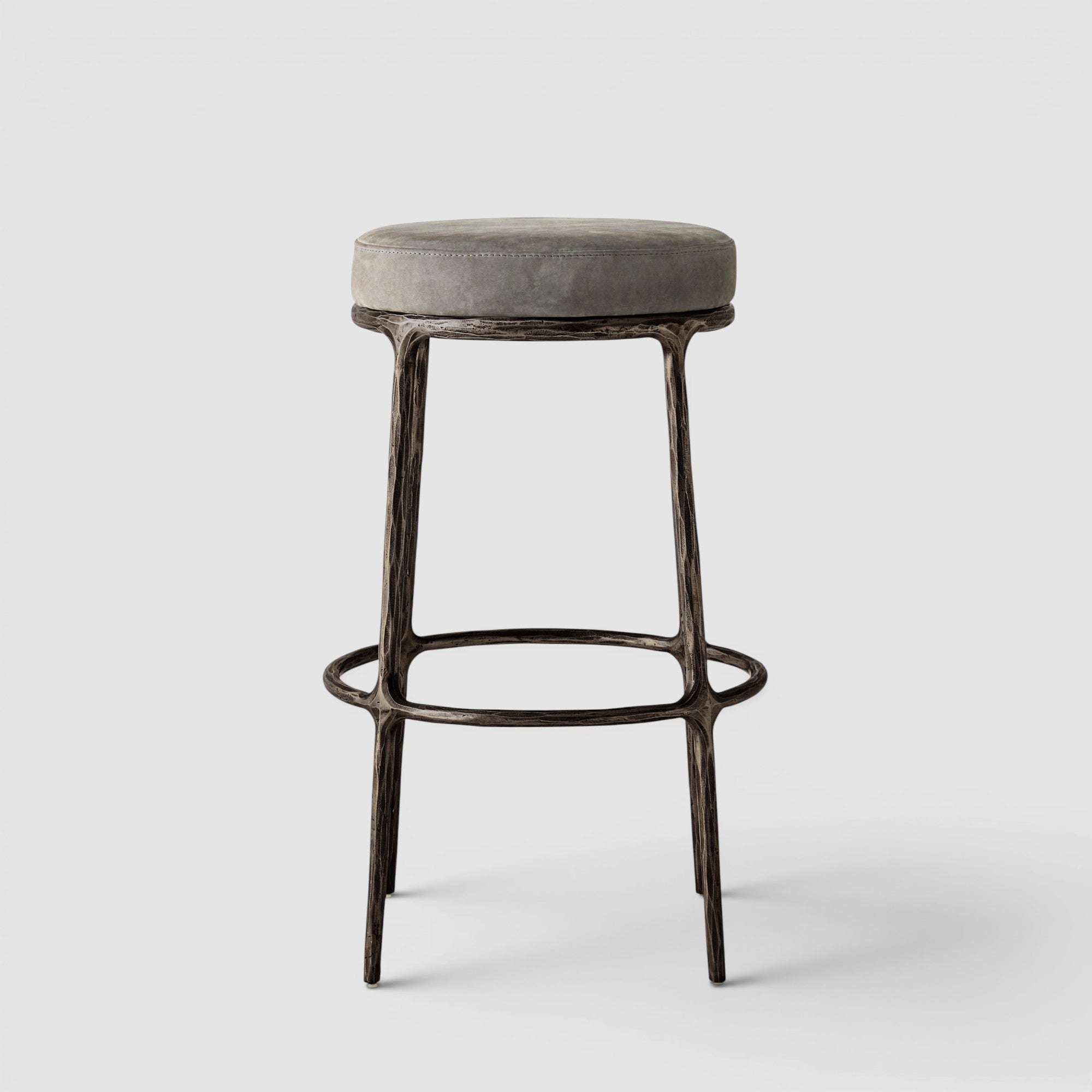 Thaddeus Backless Leather Swivel Bar & Counter Stool