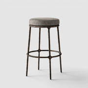 Thaddeus Backless Leather Swivel Bar & Counter Stool