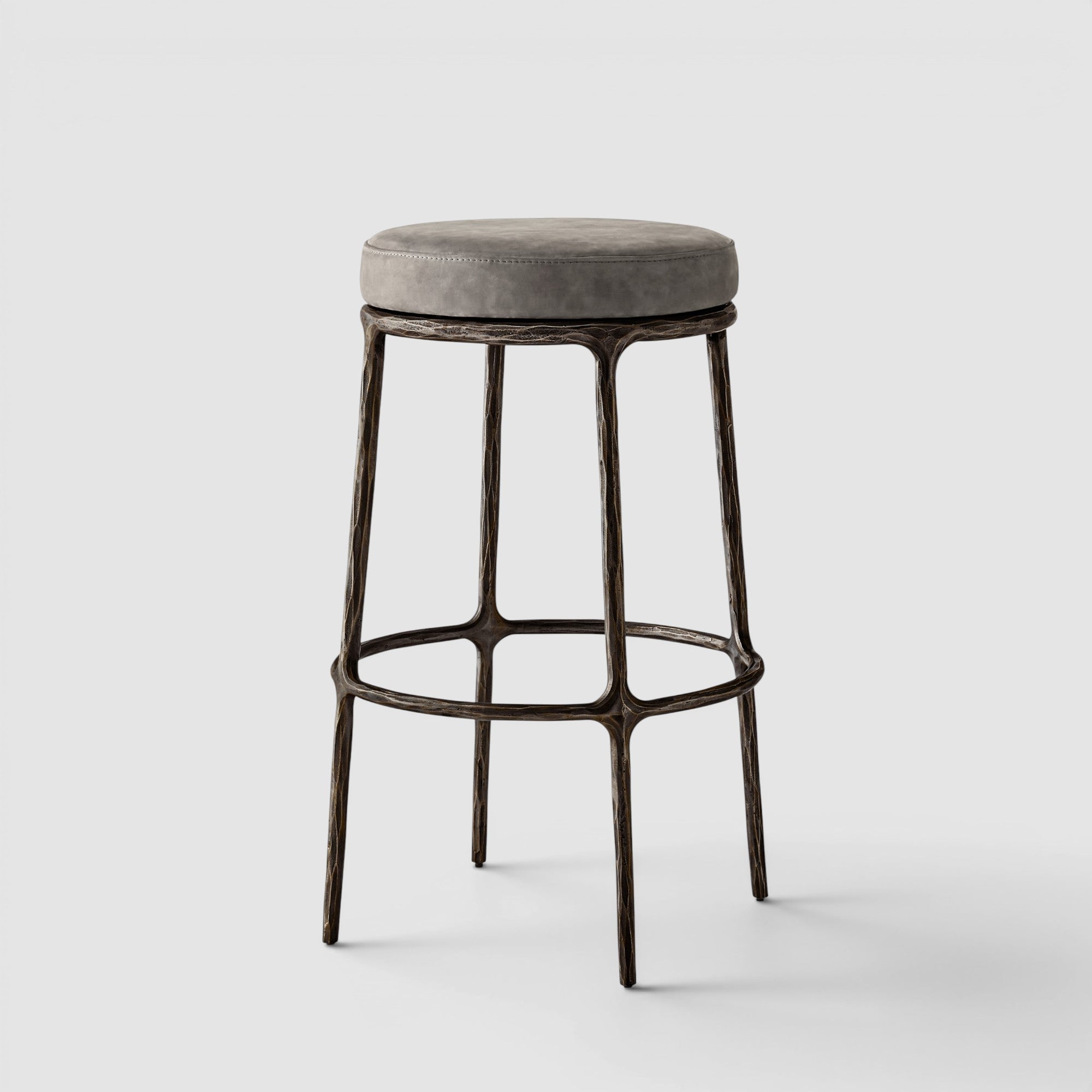 Thaddeus Backless Leather Swivel Bar & Counter Stool