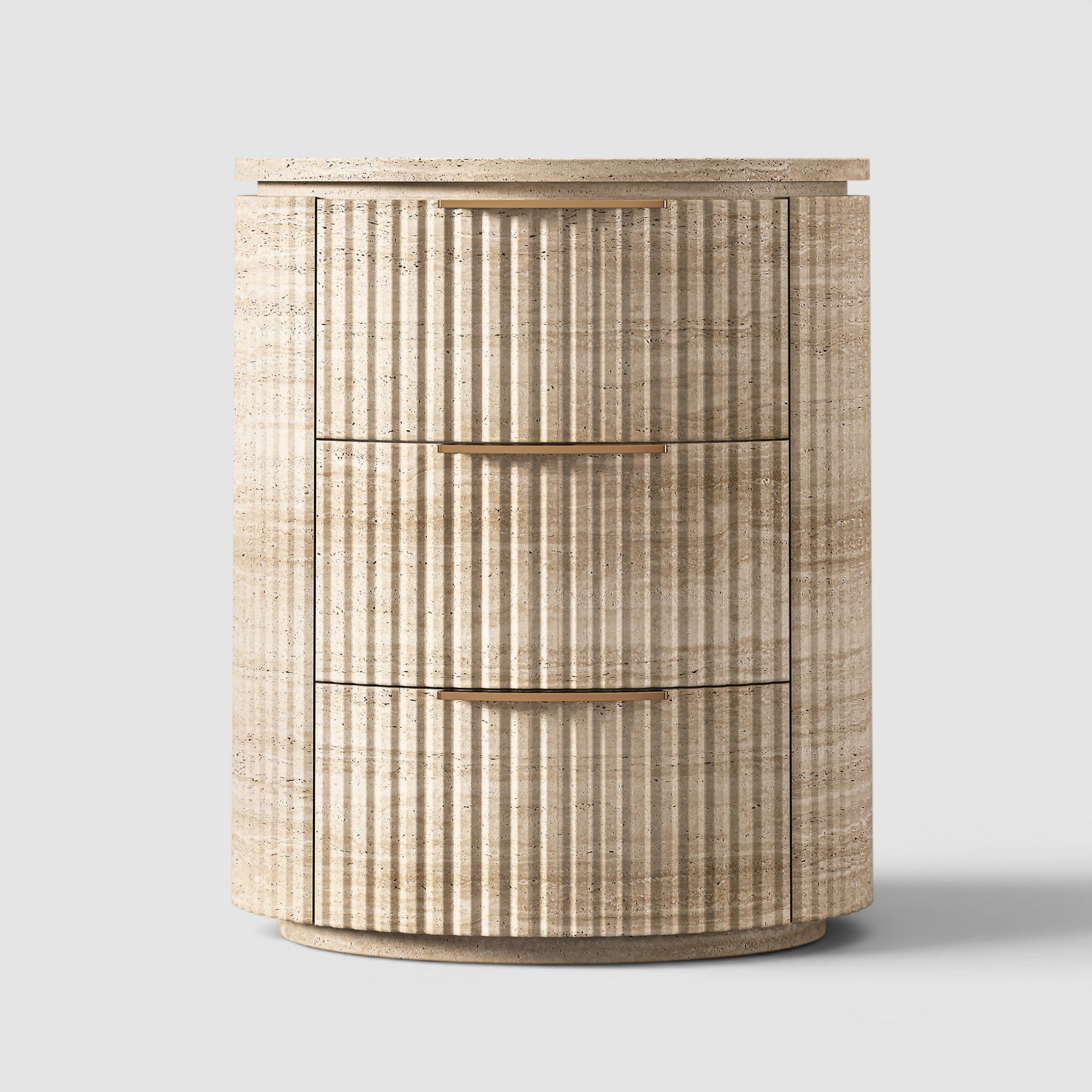 Bylen  Reeded Stone Closed Nightstand