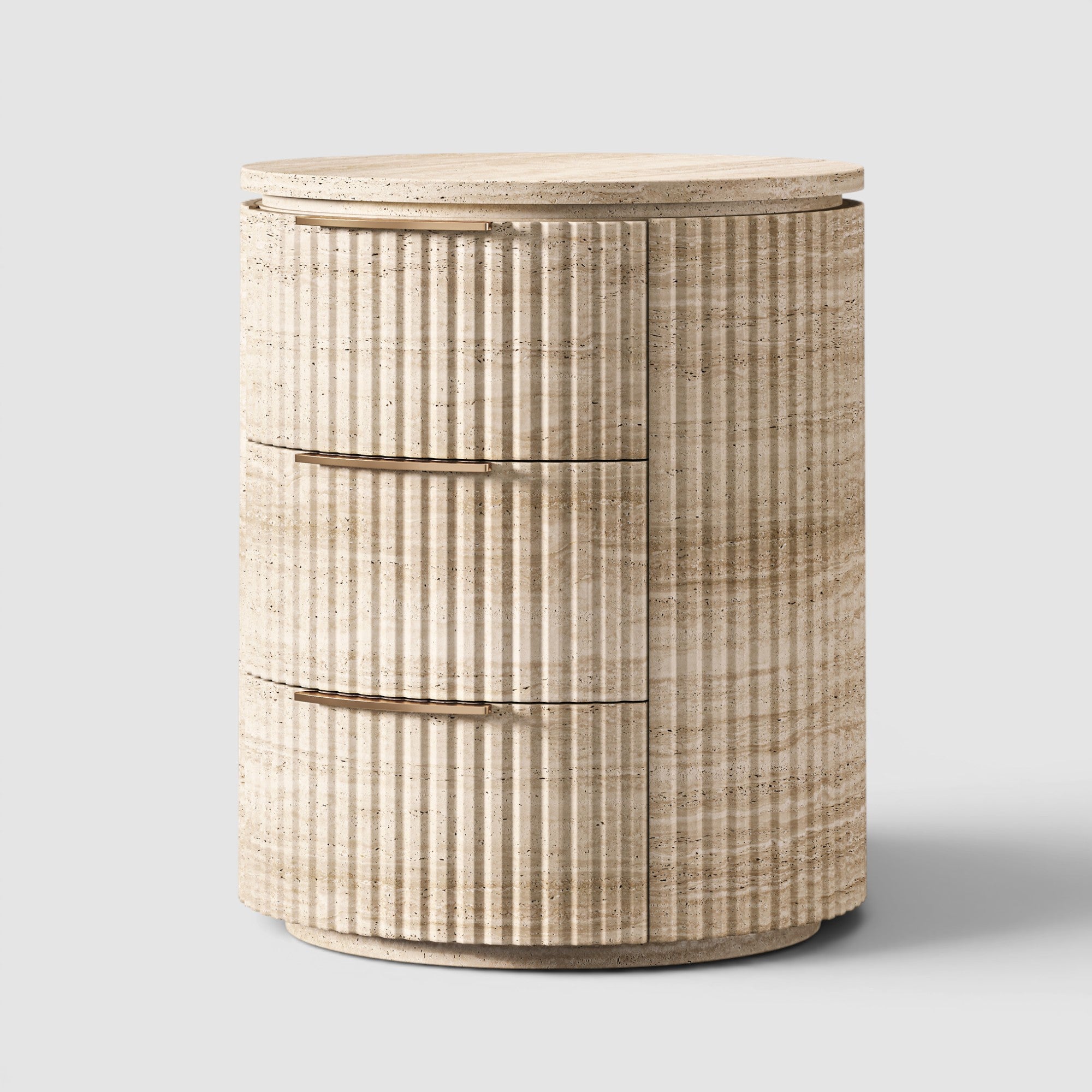 Bylen  Reeded Stone Closed Nightstand