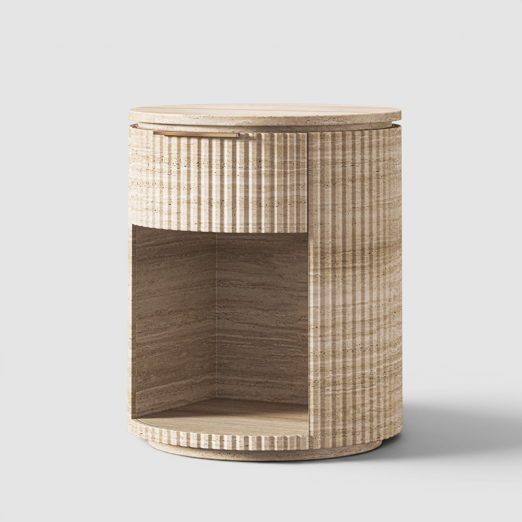 Bylen Reeded Stone Open Nightstand