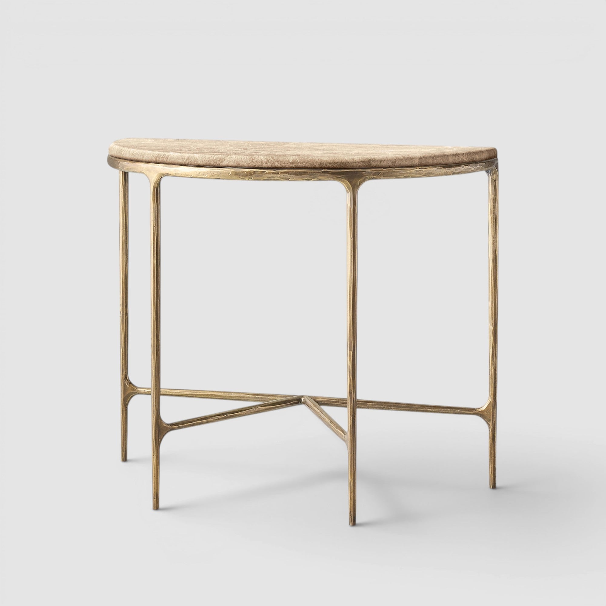 Thadius  Marble Demilune Console Table