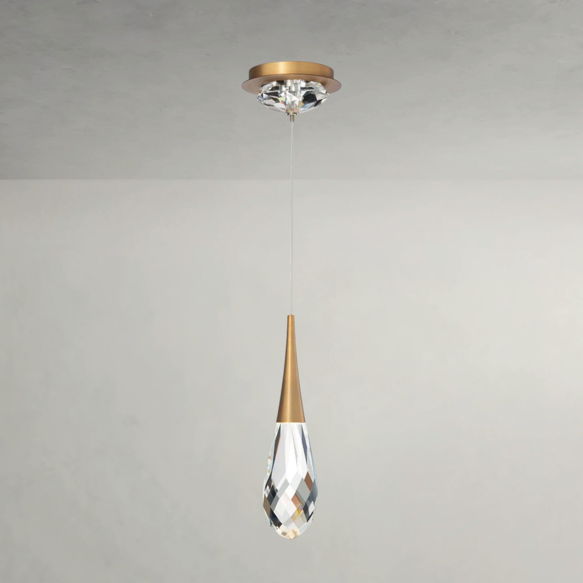Multi-faceted cut crystal LED Pendant